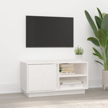 vidaXL Έπιπλο Τηλεόρασης Λευκό 80x35x40,5cm από Μασίφ Ξύλο Πεύκου