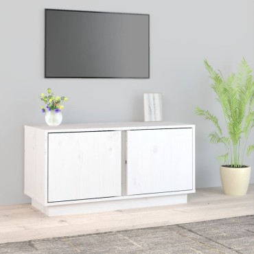 vidaXL Έπιπλο Τηλεόρασης Λευκό 80x35x40,5cm από Μασίφ Ξύλο Πεύκου