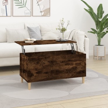 vidaXL Τραπεζάκι Σαλονιού Καπνιστή Δρυς 90x44,5x45cm Επεξ. Ξύλο 1 τεμ.