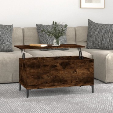 vidaXL Τραπεζάκι Σαλονιού Καπνιστή Δρυς 90x44,5x45cm Επεξ. Ξύλο 1 τεμ.