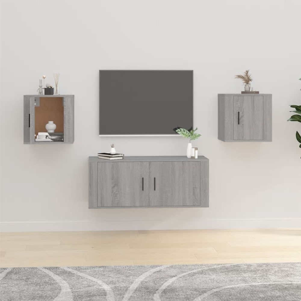 vidaXL Έπιπλα Τηλεόρασης Επιτοίχια 2 τεμ. Γκρι Sonoma 40x34,5x40cm