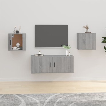 vidaXL Έπιπλα Τηλεόρασης Επιτοίχια 2 τεμ. Γκρι Sonoma 40x34,5x40cm