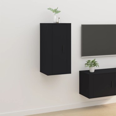 vidaXL Έπιπλο Τηλεόρασης Επιτοίχιο Μαύρο 40x34,5x80cm