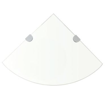 vidaXL Ράφια Γωνία 2 τεμ. Διάφανα 25x25cm Γυάλινα + Στηρίγματα Χρωμίου