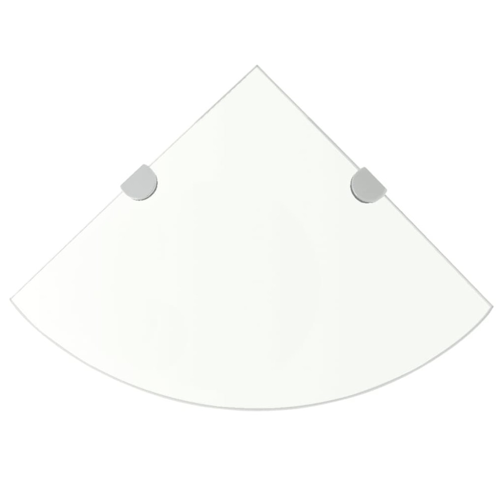 vidaXL Ράφια Γωνία 2 τεμ. Διάφανα 35x35cm Γυάλινα + Στηρίγματα Χρωμίου