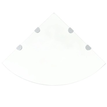 vidaXL Ράφια Γωνία 2 τεμ. Διάφανα 45x45cm Γυάλινα + Στηρίγματα Χρωμίου