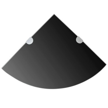 vidaXL Ράφια Γωνία 2 τεμ. Μαύρα 25x25cm Γυάλινα + Στηρίγματα Χρωμίου