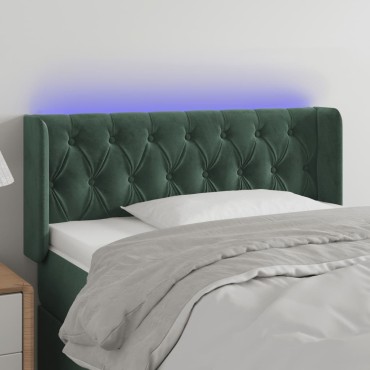 vidaXL Κεφαλάρι Κρεβατιού LED Σκούρο Πράσινο 103x16x78/88cm Βελούδινο 1 τεμ.