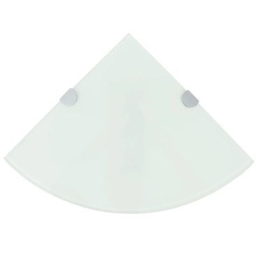 vidaXL Ράφια Γωνία 2 τεμ. Λευκά 35x35cm Γυάλινα + Στηρίγματα Χρωμίου