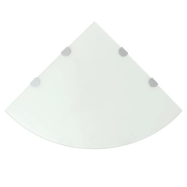 vidaXL Ράφια Γωνία 2 τεμ. Λευκά 45x45cm Γυάλινα + Στηρίγματα Χρωμίου