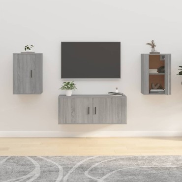 vidaXL Έπιπλα Τηλεόρασης Επιτοίχια 2 τεμ. Γκρι Sonoma 40x34,5x60cm