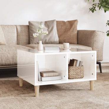 vidaXL Τραπεζάκι Σαλονιού Γυαλ. Λευκό 60x50x36,5cm Επεξεργ. Ξύλο 1 τεμ.