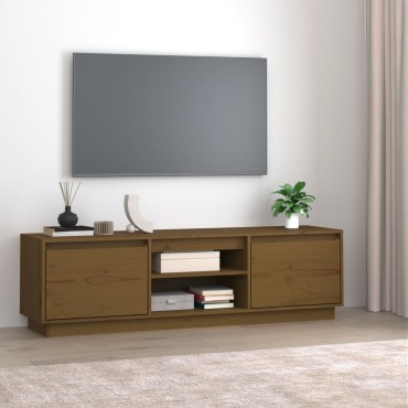 vidaXL Έπιπλο Τηλεόρασης Καφέ Μελί 140x35x40cm από Μασίφ Ξύλο Πεύκου