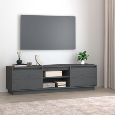 vidaXL Έπιπλο Τηλεόρασης Γκρι 140x35x40cm από Μασίφ Ξύλο Πεύκου