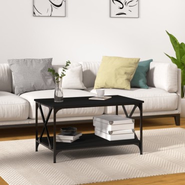vidaXL Τραπεζάκι Σαλονιού Μαύρο 80x50x45cm Επεξεργασμένο Ξύλο+Σίδηρος 1 τεμ.
