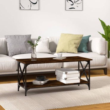 vidaXL Τραπεζάκι Σαλονιού Καπνιστή Δρυς 100x45x45cm Επεξεργασμ. Ξύλο 1 τεμ.