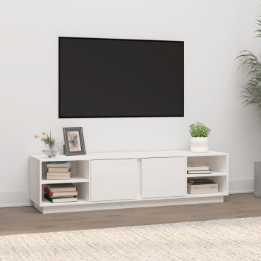vidaXL Έπιπλο Τηλεόρασης Λευκό 156x40x40cm από Μασίφ Ξύλο Πεύκου