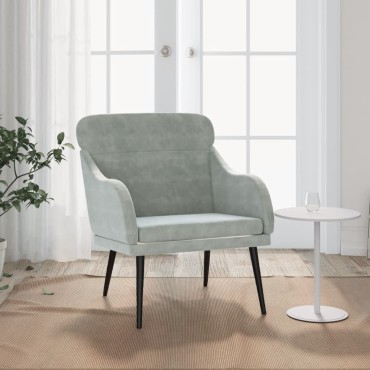 vidaXL Πολυθρόνα Ανοιχτό Γκρι 63x76x80cm Βελούδινη 1 τεμ.