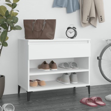 vidaXL Παπουτσοθήκη Λευκή 70x36x60cm από Επεξεργασμένο Ξύλο
