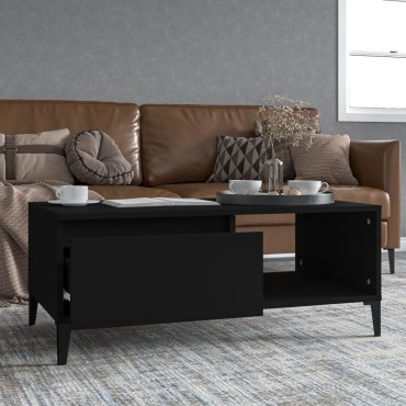 vidaXL Τραπεζάκι Σαλονιού Μαύρο 90x50x36,5cm Επεξεργασμ. Ξύλο 1 τεμ.