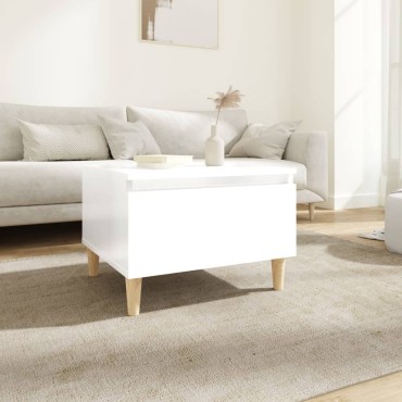 vidaXL Τραπέζι Βοηθητικό Γυαλιστ.Λευκό 50x46x35cm Επεξεργασμένο Ξύλο 1 τεμ.