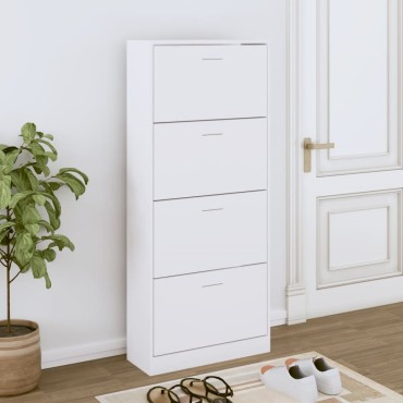 vidaXL Παπουτσοθήκη Λευκή 63x24x147cm από Επεξεργασμένο Ξύλο