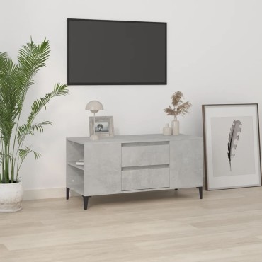 vidaXL Έπιπλο Τηλεόρασης Γκρι Σκυροδέματος 102x44,5x50cm Επεξ. Ξύλο