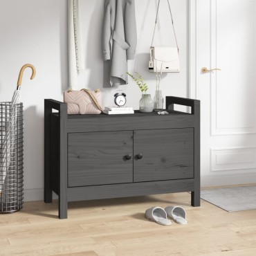 vidaXL Παγκάκι Χολ Γκρι 80x40x60cm από Μασίφ Ξύλο Πεύκου 1 τεμ.
