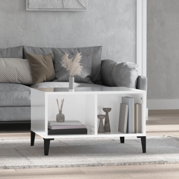 vidaXL Τραπεζάκι Σαλονιού Γυαλ. Λευκό 60x50x36,5cm Επεξεργ. Ξύλο 1 τεμ.