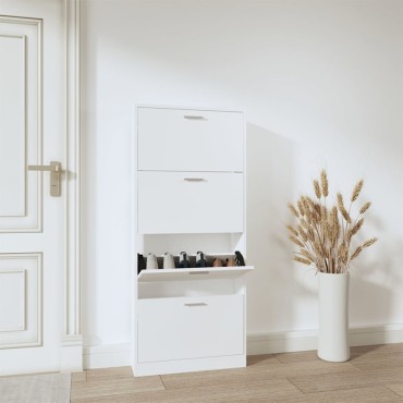 vidaXL Παπουτσοθήκη Λευκή 59x17x150cm από Επεξεργασμένο Ξύλο