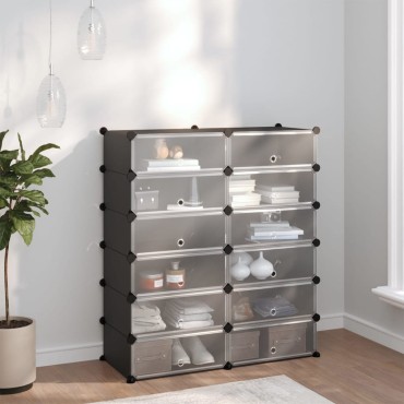 vidaXL Παπουτσοθήκη Μαύρη 94,5x36,5x106cm από Πολυπροπυλένιο
