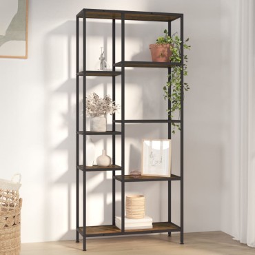 vidaXL Βιβλιοθήκη 80x30x180cm από Ατσάλι και Επεξεργασμένο Ξύλο 1 τεμ.