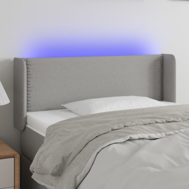 vidaXL Κεφαλάρι Κρεβατιού LED Ανοιχτό Γκρι 103x16x78/88cm Υφασμάτινο 1 τεμ.