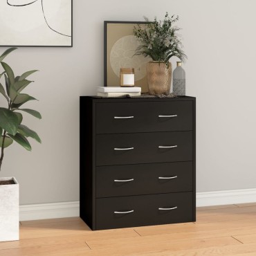 vidaXL Συρταριέρα με 4 Συρτάρια Μαύρη 60x30,5x71cm 1 τεμ.