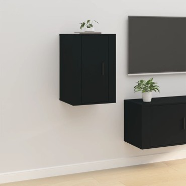 vidaXL Έπιπλο Τηλεόρασης Επιτοίχιο Μαύρο 40x34,5x60cm