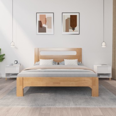 vidaXL Κομοδίνα 2 τεμ. Γυαλ.Λευκό 50x46x50cm από Επεξεργασμένο Ξύλο