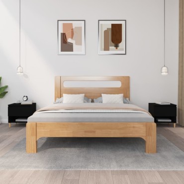 vidaXL Κομοδίνα 2 τεμ. Μαύρα 50x46x50cm από Επεξεργασμένο Ξύλο