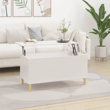 vidaXL Τραπεζάκι Σαλονιού Γυαλ. Λευκό 90x44,5x45cm Επεξεργ. Ξύλο 1 τεμ.