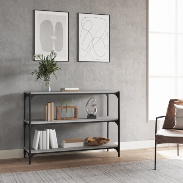 vidaXL Βιβλιοθήκη Γκρι Sonoma 100x33x70,5cm Επεξ. Ξύλο & Ατσάλι 1 τεμ.