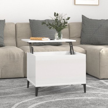 vidaXL Τραπεζάκι Σαλονιού Γυαλ. Λευκό 60x44,5x45cm Επεξεργασμένο Ξύλο 1 τεμ.