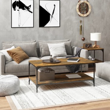 vidaXL Τραπεζάκι Σαλονιού Καπνιστή Δρυς 80x50x40cm Επεξεργασμ. Ξύλο 1 τεμ.