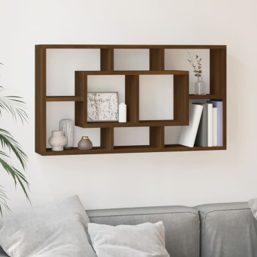 vidaXL Ραφιέρα Τοίχου 8 Τμημάτων Καφέ Δρυς 85x16x47,5cm 1 τεμ.