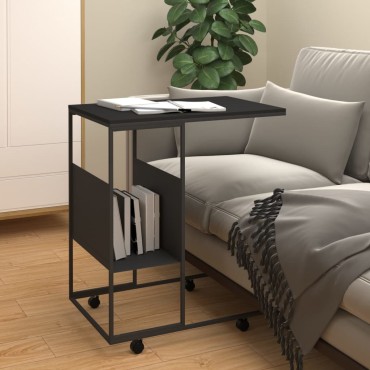 vidaXL Βοηθητικό Τραπέζι με Ρόδες Μαύρο 55x36x63,5cm Επεξ. Ξύλο