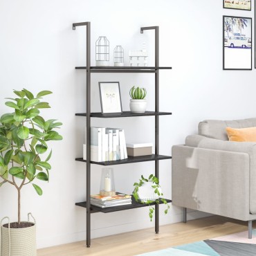 vidaXL Ραφιέρα Κεκλιμένη 4 Επιπέδων Μαύρη 64x35x152,5cm 1 τεμ.