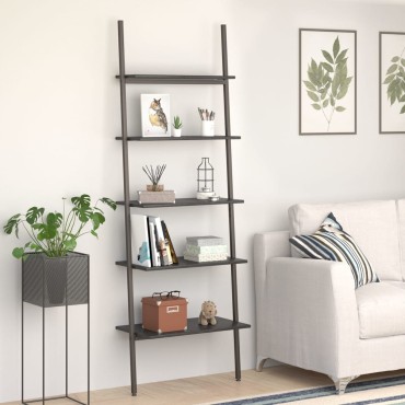 vidaXL Ραφιέρα Κεκλιμένη 5 Επιπέδων Μαύρη 64x34x185,5cm 1 τεμ.