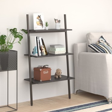 vidaXL Ραφιέρα Κεκλιμένη 3 Επιπέδων Μαύρη 64x34x116cm 1 τεμ.