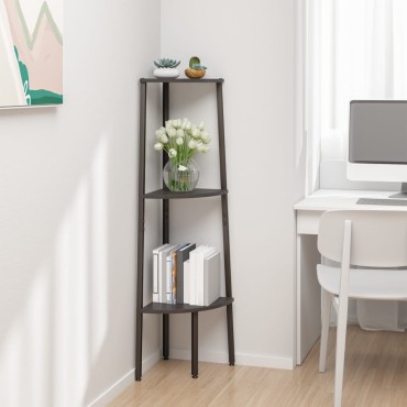 vidaXL Ραφιέρα Γωνιακή 3 Επίπεδων Μαύρο 45,5x31,5x120cm 1 τεμ.