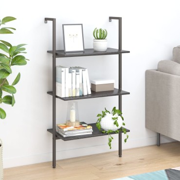 vidaXL Ραφιέρα Κεκλιμένη 3 Επιπέδων Μαύρη 64x35x120,5cm 1 τεμ.