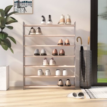vidaXL Παπουτσοθήκη Γκρι 90x24x117cm από Επεξεργασμένο Ξύλο
