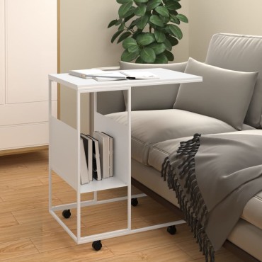 vidaXL Βοηθητικό Τραπέζι με Ρόδες Λευκό 55x36x63,5cm Επεξεργ. Ξύλο